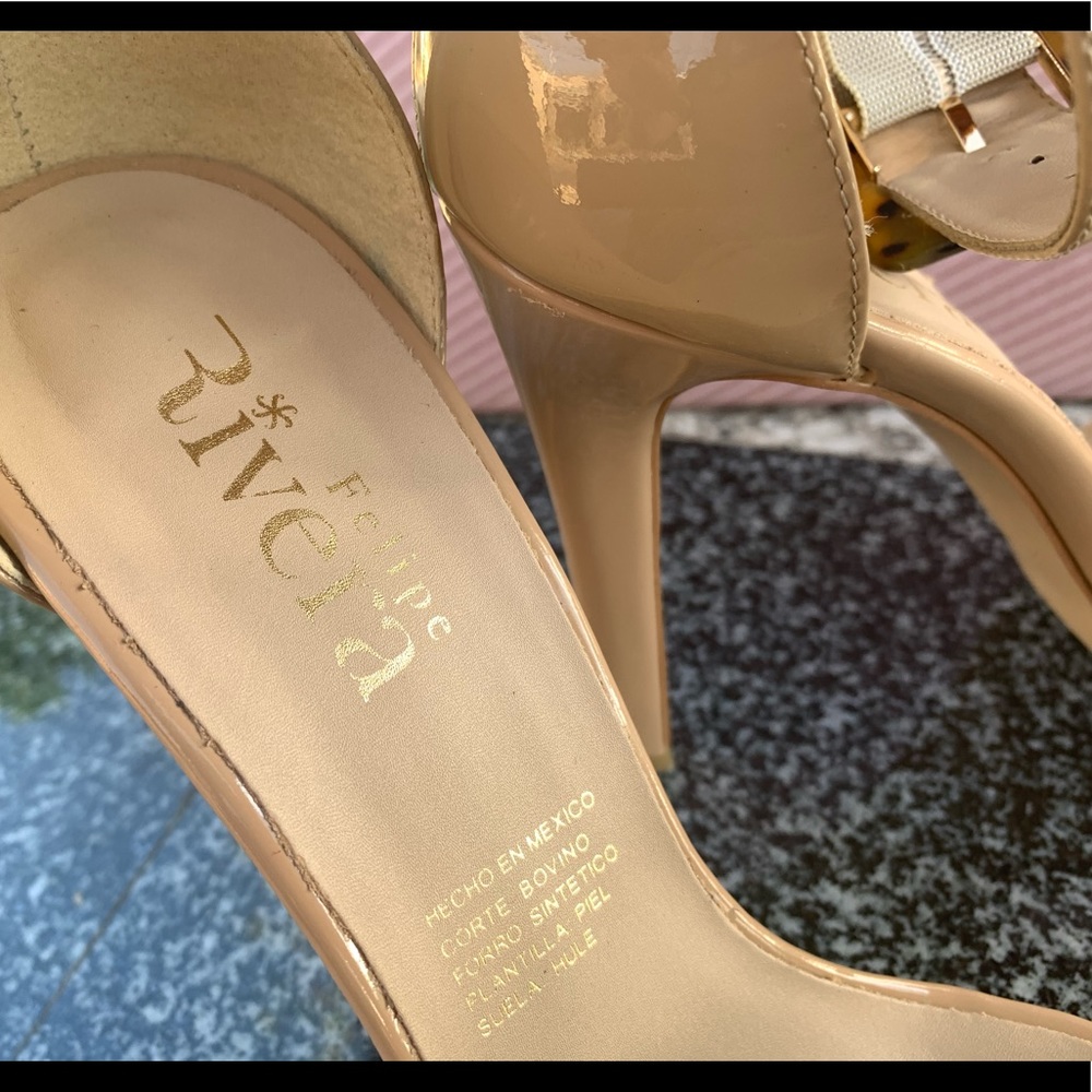 Leather Nude ankle strap heels size 8 - Picture 7 of 15